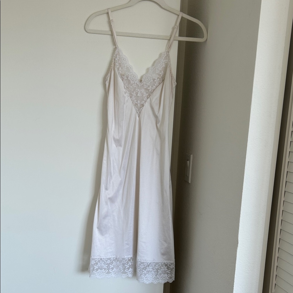 Elegant White Lace Trim Slip Dress